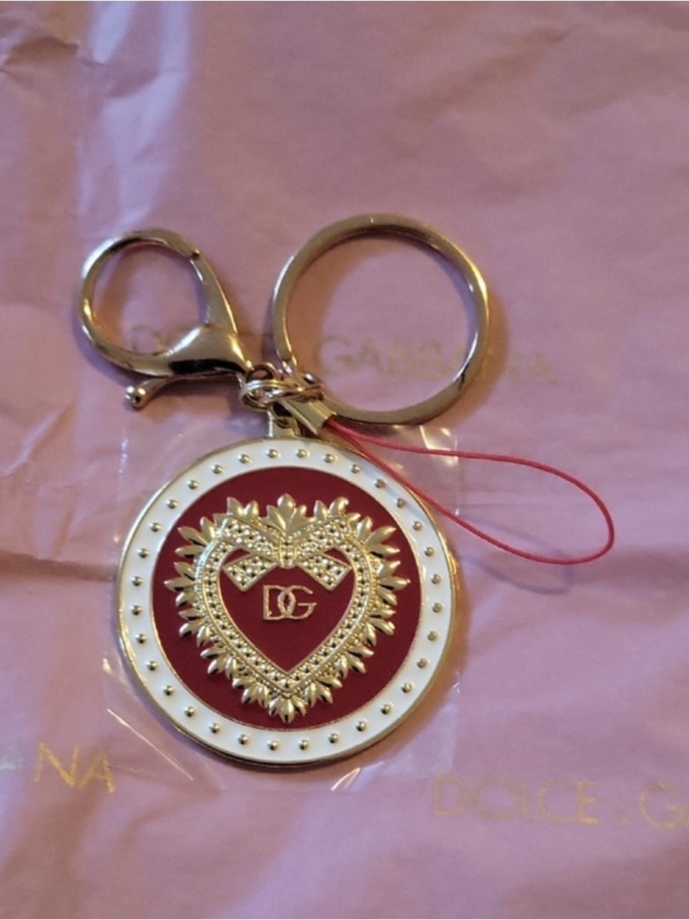 Dolce & Gabbana Red and White Heart Medallion Charm with Gold
Accents - Picture 7 of 9
